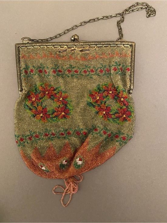 Vintage Handbags - Antique Micro Beaded Floral Purse Victorian Design with Ornate Detail As-Is